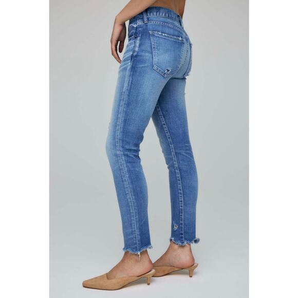 Moussy Vintage Diana Skinny Jeans Light Blue Distressed Raw Hem Cropped Ankle 26 - Picture 6 of 15